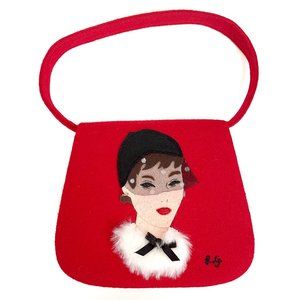 Lulu Guinness Red Wool Lady Purse
